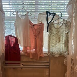 Assorted Women's Blouses in Red, Pink, and White